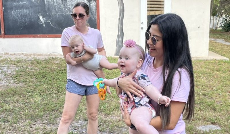 Mommy & Me class for babies outdoors at Grandview Preparatory School in Boca Raton, FL